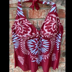 Plus size red halter 2-piece swimsuit